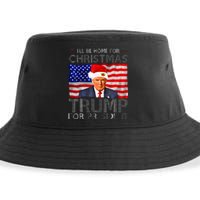 ILl Be Home For Christmas Trump For President American Flag Sustainable Bucket Hat