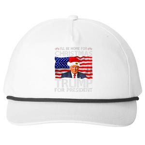 ILl Be Home For Christmas Trump For President American Flag Snapback Five-Panel Rope Hat