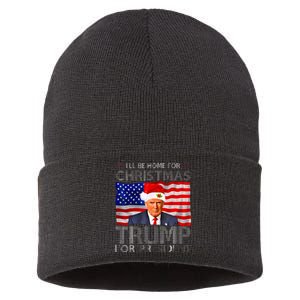 ILl Be Home For Christmas Trump For President American Flag Sustainable Knit Beanie