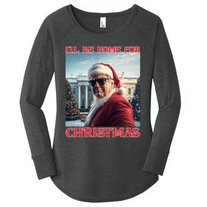 ILl Be Home For Christmas Trump Santa Selfie White House Women's Perfect Tri Tunic Long Sleeve Shirt