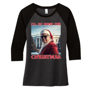 ILl Be Home For Christmas Trump Santa Selfie White House Women's Tri-Blend 3/4-Sleeve Raglan Shirt