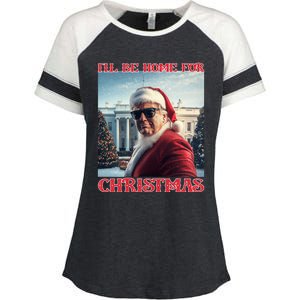 ILl Be Home For Christmas Trump Santa Selfie White House Enza Ladies Jersey Colorblock Tee