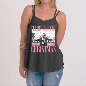 ILl Be Home For Christmas Funny Trump Xmas Santa Women's Strappy Tank