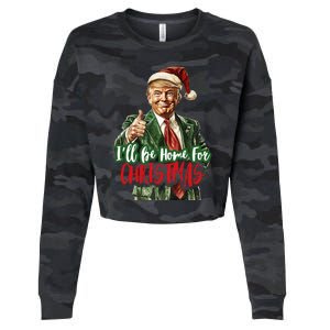 ILl Be Home For Christmas Santa Trump Xmas Pajamas Cropped Pullover Crew