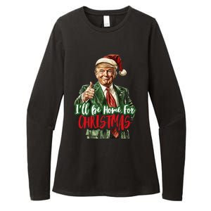 ILl Be Home For Christmas Santa Trump Xmas Pajamas Womens CVC Long Sleeve Shirt