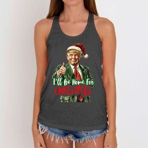 ILl Be Home For Christmas Santa Trump Xmas Pajamas Women's Knotted Racerback Tank