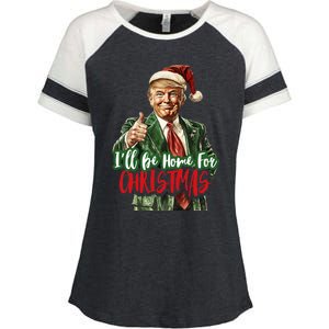 ILl Be Home For Christmas Santa Trump Xmas Pajamas Enza Ladies Jersey Colorblock Tee