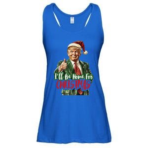 ILl Be Home For Christmas Santa Trump Xmas Pajamas Ladies Essential Flowy Tank