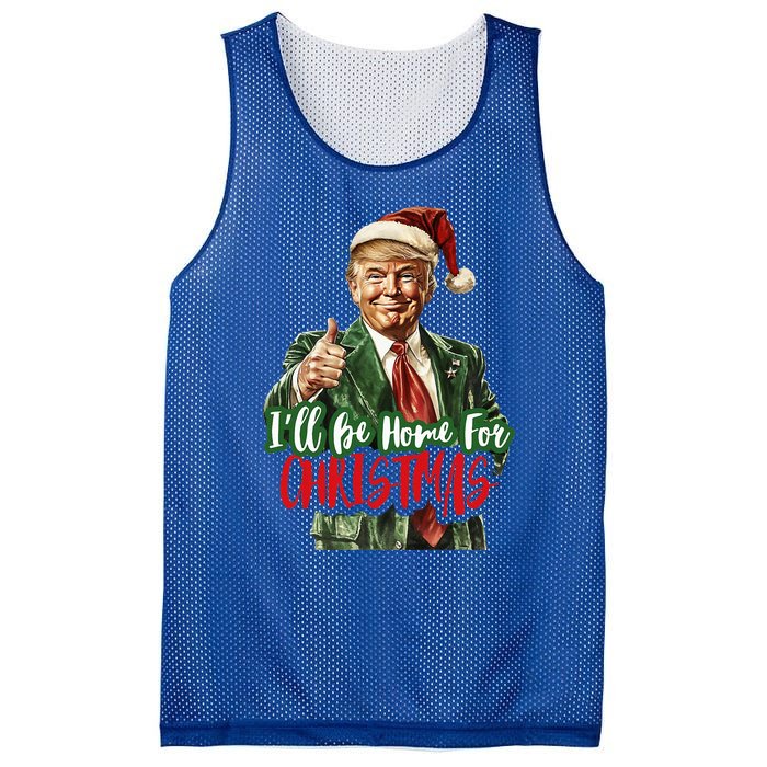 ILl Be Home For Christmas Santa Trump Xmas Pajamas Mesh Reversible Basketball Jersey Tank