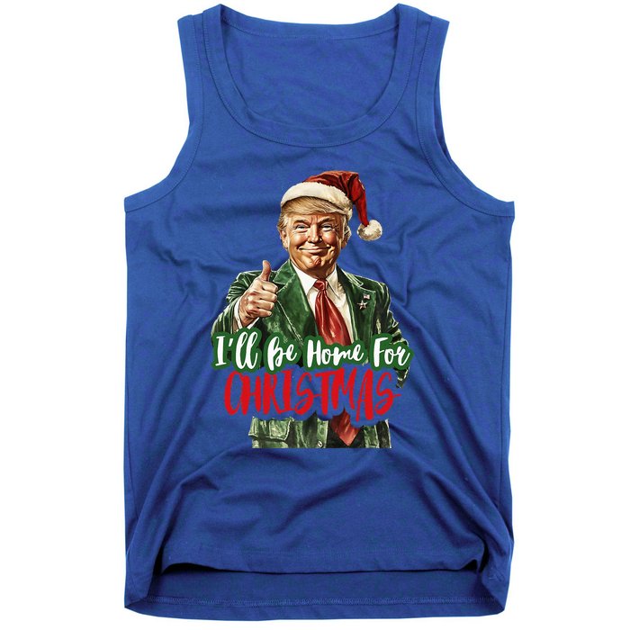 ILl Be Home For Christmas Santa Trump Xmas Pajamas Tank Top