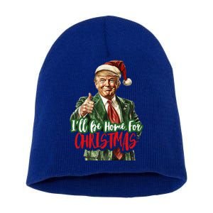 ILl Be Home For Christmas Santa Trump Xmas Pajamas Short Acrylic Beanie