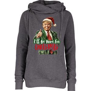 ILl Be Home For Christmas Santa Trump Xmas Pajamas Womens Funnel Neck Pullover Hood