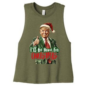 ILl Be Home For Christmas Santa Trump Xmas Pajamas Women's Racerback Cropped Tank