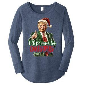 ILl Be Home For Christmas Santa Trump Xmas Pajamas Women's Perfect Tri Tunic Long Sleeve Shirt