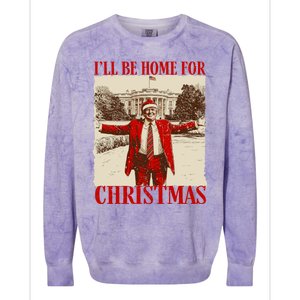 Ill Be Home For Christmas Santa Funny Trump Xmas Pajamas Colorblast Crewneck Sweatshirt