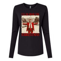 Ill Be Home For Christmas Santa Funny Trump Xmas Pajamas Womens Cotton Relaxed Long Sleeve T-Shirt