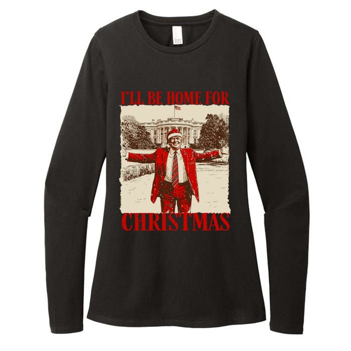 Ill Be Home For Christmas Santa Funny Trump Xmas Pajamas Womens CVC Long Sleeve Shirt