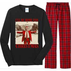 Ill Be Home For Christmas Santa Funny Trump Xmas Pajamas Long Sleeve Pajama Set