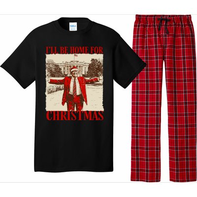 Ill Be Home For Christmas Santa Funny Trump Xmas Pajamas Pajama Set