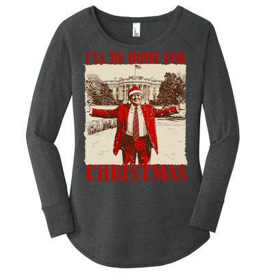 Ill Be Home For Christmas Santa Funny Trump Xmas Pajamas Women's Perfect Tri Tunic Long Sleeve Shirt