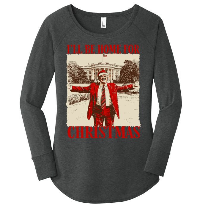 Ill Be Home For Christmas Santa Funny Trump Xmas Pajamas Women's Perfect Tri Tunic Long Sleeve Shirt