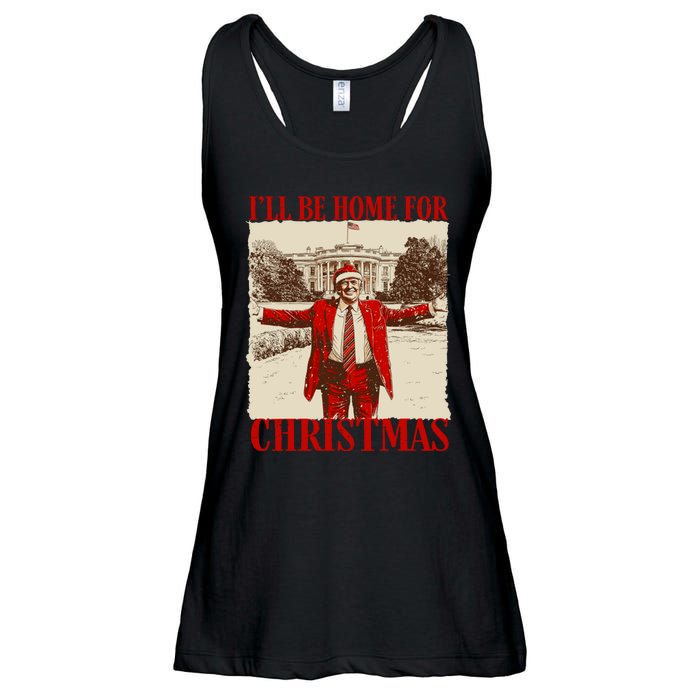 Ill Be Home For Christmas Santa Funny Trump Xmas Pajamas Ladies Essential Flowy Tank