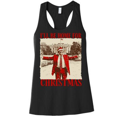 Ill Be Home For Christmas Santa Funny Trump Xmas Pajamas Women's Racerback Tank