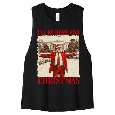 Ill Be Home For Christmas Santa Funny Trump Xmas Pajamas Women's Racerback Cropped Tank