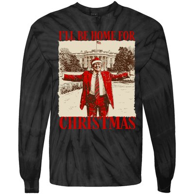 Ill Be Home For Christmas Santa Funny Trump Xmas Pajamas Tie-Dye Long Sleeve Shirt