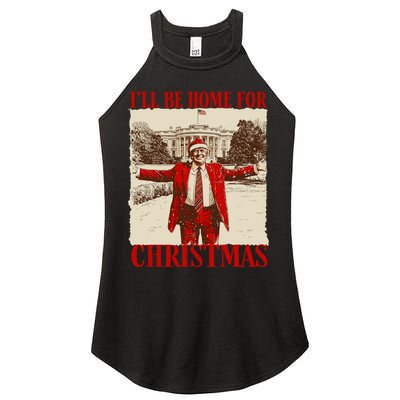 Ill Be Home For Christmas Santa Funny Trump Xmas Pajamas Women's Perfect Tri Rocker Tank