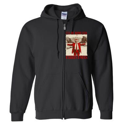 Ill Be Home For Christmas Santa Funny Trump Xmas Pajamas Full Zip Hoodie