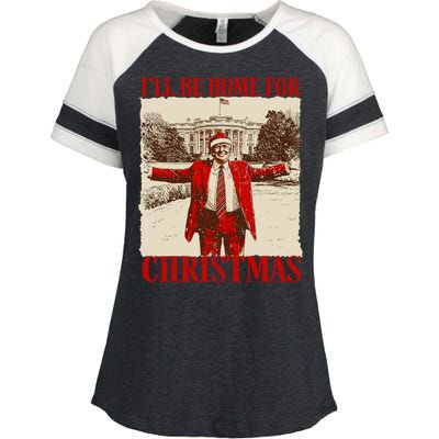 Ill Be Home For Christmas Santa Funny Trump Xmas Pajamas Enza Ladies Jersey Colorblock Tee