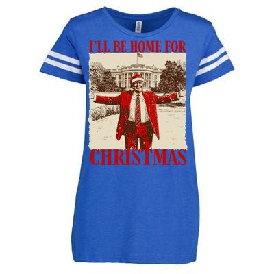 Ill Be Home For Christmas Santa Funny Trump Xmas Pajamas Enza Ladies Jersey Football T-Shirt