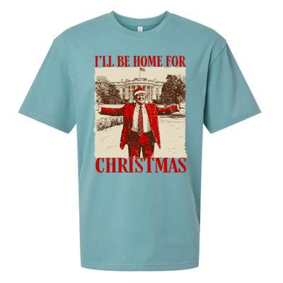 Ill Be Home For Christmas Santa Funny Trump Xmas Pajamas Sueded Cloud Jersey T-Shirt