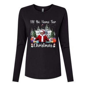 ILl Be Home For Christmas Funny Santa Claus Trump 2024 Womens Cotton Relaxed Long Sleeve T-Shirt