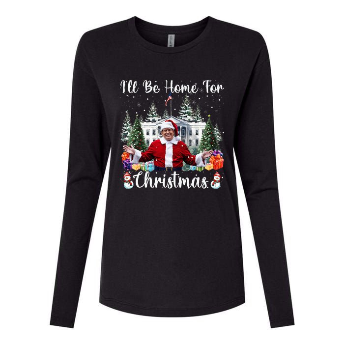 ILl Be Home For Christmas Funny Santa Claus Trump 2024 Womens Cotton Relaxed Long Sleeve T-Shirt