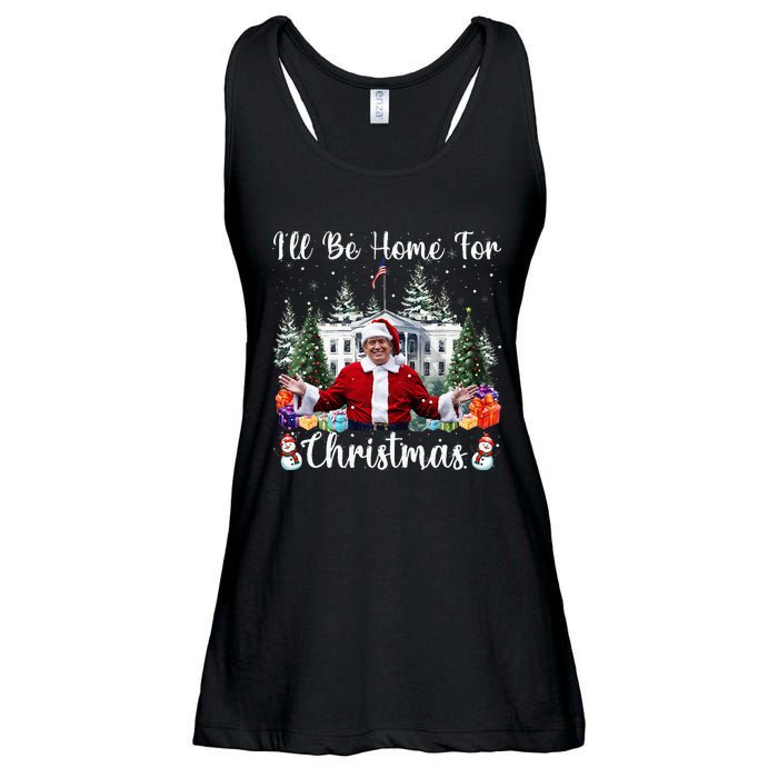 ILl Be Home For Christmas Funny Santa Claus Trump 2024 Ladies Essential Flowy Tank