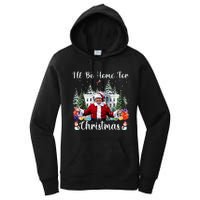 ILl Be Home For Christmas Funny Santa Claus Trump 2024 Women's Pullover Hoodie