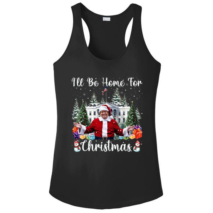 ILl Be Home For Christmas Funny Santa Claus Trump 2024 Ladies PosiCharge Competitor Racerback Tank