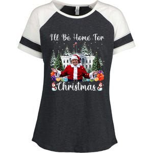 ILl Be Home For Christmas Funny Santa Claus Trump 2024 Enza Ladies Jersey Colorblock Tee