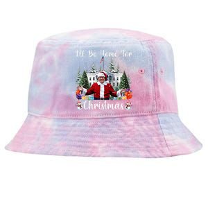 ILl Be Home For Christmas Funny Santa Claus Trump 2024 Tie-Dyed Bucket Hat