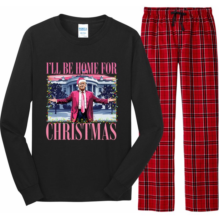 ILl Be Home For Christmas Santa Funny Trump Xmas Pajamas Long Sleeve Pajama Set