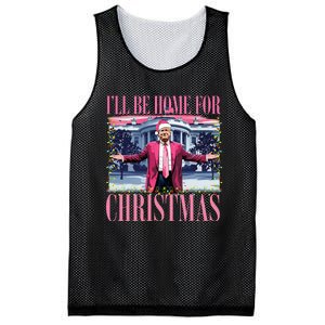 ILl Be Home For Christmas Santa Funny Trump Xmas Pajamas Mesh Reversible Basketball Jersey Tank