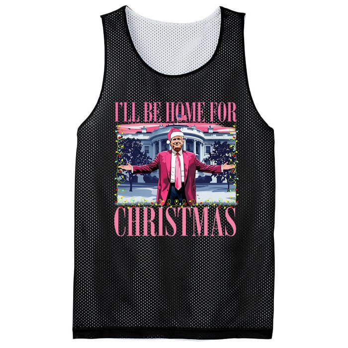 ILl Be Home For Christmas Santa Funny Trump Xmas Pajamas Mesh Reversible Basketball Jersey Tank