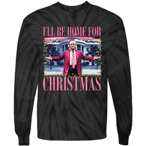 ILl Be Home For Christmas Santa Funny Trump Xmas Pajamas Tie-Dye Long Sleeve Shirt