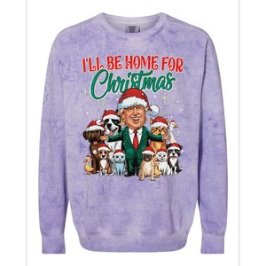 ILl Be Home For Christmas Funny Santa Claus Trump 2024 Colorblast Crewneck Sweatshirt