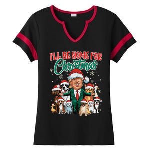 ILl Be Home For Christmas Funny Santa Claus Trump 2024 Ladies Halftime Notch Neck Tee