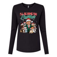 ILl Be Home For Christmas Funny Santa Claus Trump 2024 Womens Cotton Relaxed Long Sleeve T-Shirt