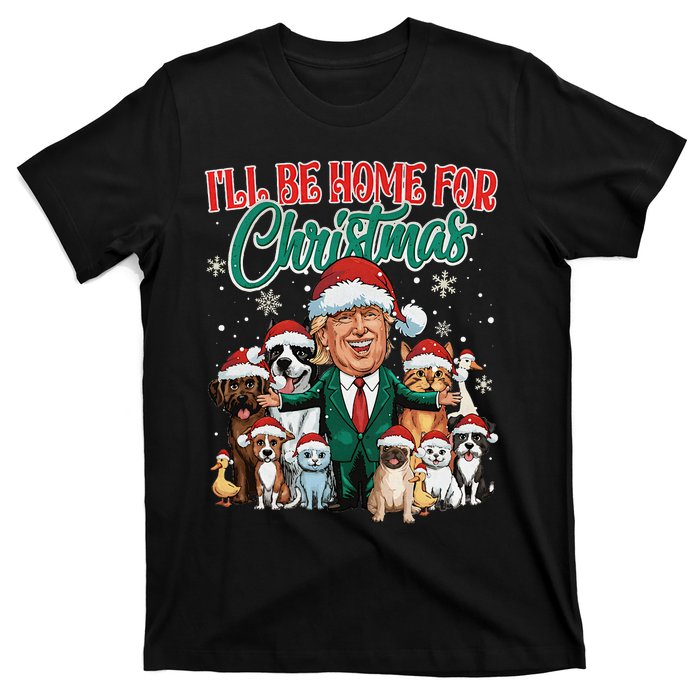 ILl Be Home For Christmas Funny Santa Claus Trump 2024 T-Shirt