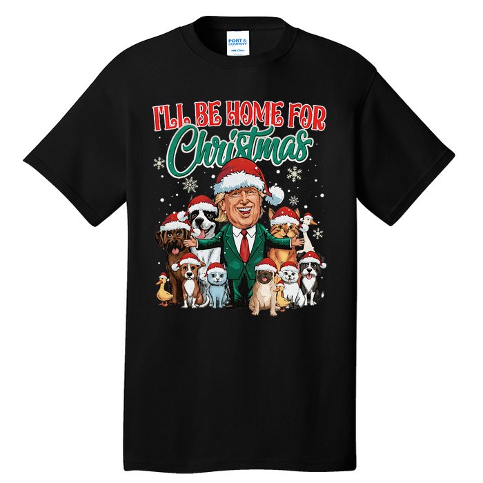 ILl Be Home For Christmas Funny Santa Claus Trump 2024 Tall T-Shirt